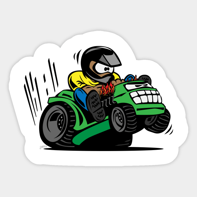 Racing Lawn Mower Tractor Cartoon Sticker by hobrath